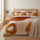 Abstract Art Terracotta Orange Ivory Beige Boho Cotton Duvet Cover Set ADELE