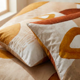 Abstract Art Terracotta Orange Ivory Beige Boho Cotton Duvet Cover Set ADELE
