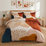 Abstract Art Terracotta Orange Blush Pink Blue Ivory Beige Boho Cotton Duvet Cover Set ADELE