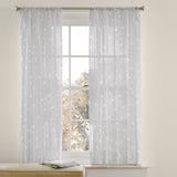 Abstract Modern Minimalist Thin Leaves Grey Semi Sheer Window Curtain ADLEY