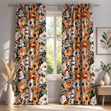 Vintage Multicolor Botanical Garden Orange Floral Blackout Window Curtain AGNES