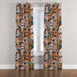 Vintage Multicolor Botanical Garden Orange Floral Blackout Window Curtain AGNES