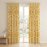 Abstract Yellow Ikat Boho Blackout Window Curtain AKIARA
