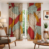 Abstract Decorative Leaves Mid Century Modern Blackout Window Curtain ALYSSUM
