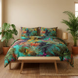 Tropical Forest Teal Green Cotton Duvet Cover Set AMAZON