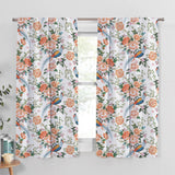 Diamond Pheasant Birds & Flowers Peony Daisies Floral Blackout Window Curtain AMELIA