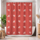 Mid Century Modern Minimalist Geometric Rust Shower Curtain ANNAR