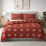 Mid Century Modern Minimalist Geometric Rust Cotton Duvet Cover Set ANNAR