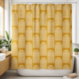 Mid Century Modern Minimalist Geometric Mustard Yellow Shower Curtain ASMUND