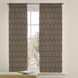 Abstract Modern Geometric Brown White Semi Sheer Window Curtain ATLAS