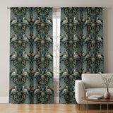 Enchanted Art Nouveau Deep Green Vintage Botanical Retro Blackout Window Curtain AVELINE