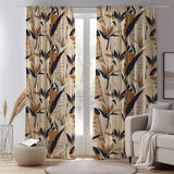 Abstract Modern Natural Colors Beige Botanical Blackout Window Curtain AYLA