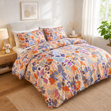 Abstract OrganiC Floral Cotton Duvet Cover Set AZALEA
