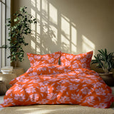 Vintage Floral Pink Burnt Orange Maximalist Aesthetic Cotton Duvet Cover Set