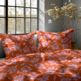 Vintage Floral Pink Burnt Orange Maximalist Aesthetic Cotton Duvet Cover Set