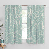 Mint Green Leaves Botanical Blackout Window Curtain BETTY