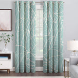 Mint Green Leaves Botanical Blackout Window Curtain BETTY