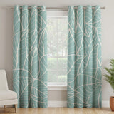 Botanical Mint Green Leaves Blackout Window Curtain BETTY