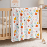 Hand Drawn Scandinavian Floral Fleece Throw Blanket BLOOM