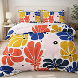Abstract Multicolor Retro 70s Floral Cotton Duvet Cover Set BLOSSOM