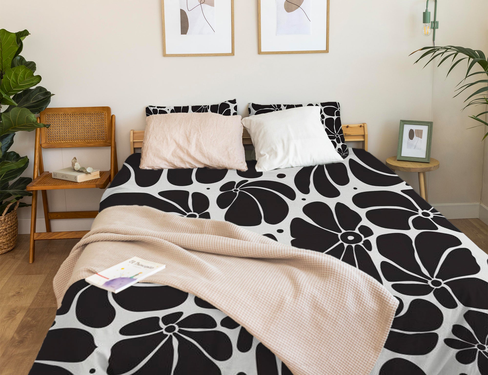 Geometric Black White Mid Century Modern Cotton Duvet Cover Set KUMASA –  Shapes Decor