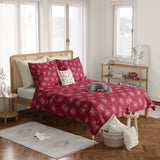 Pine Tree Christmas Foliage Burgundy Cotton Duvet Cover Set EVE