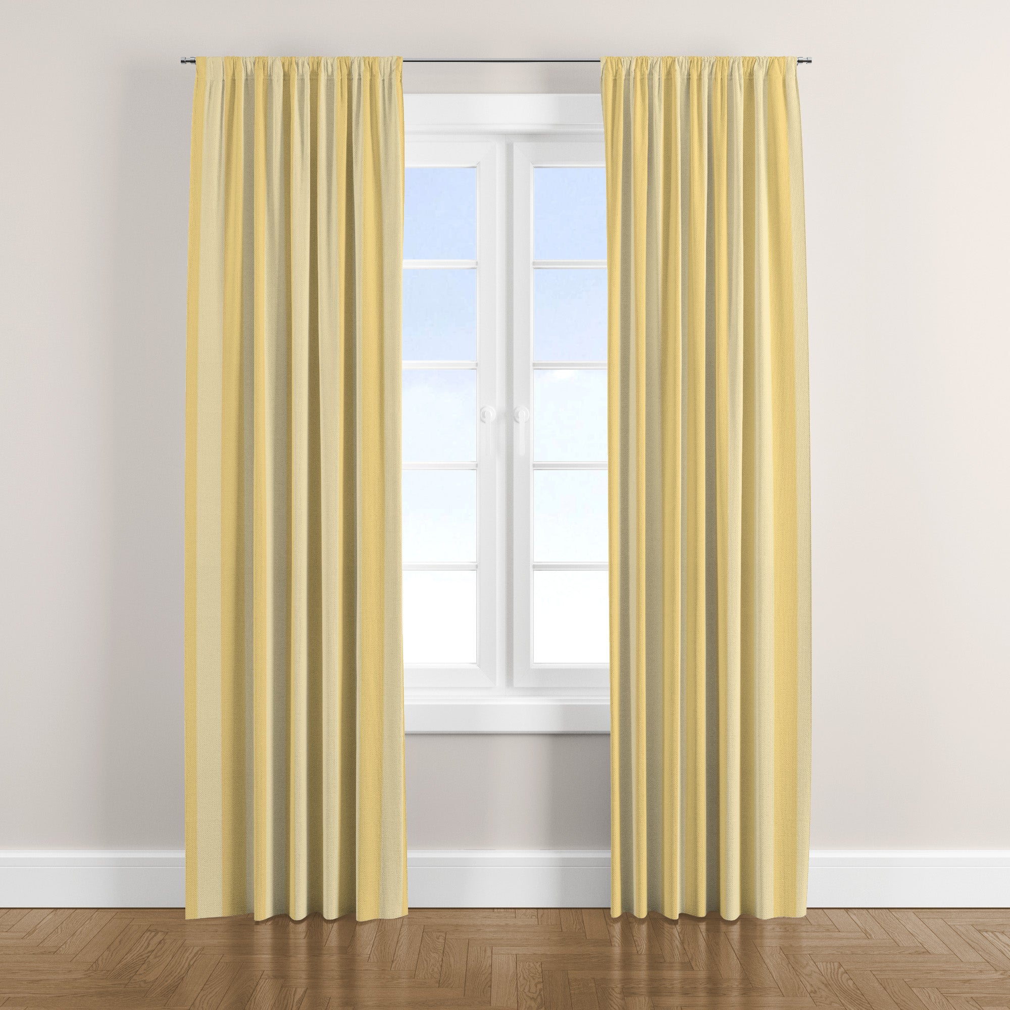 Nordic Scandinavian Butter Yellow Striped Blackout Window Curtain LYS