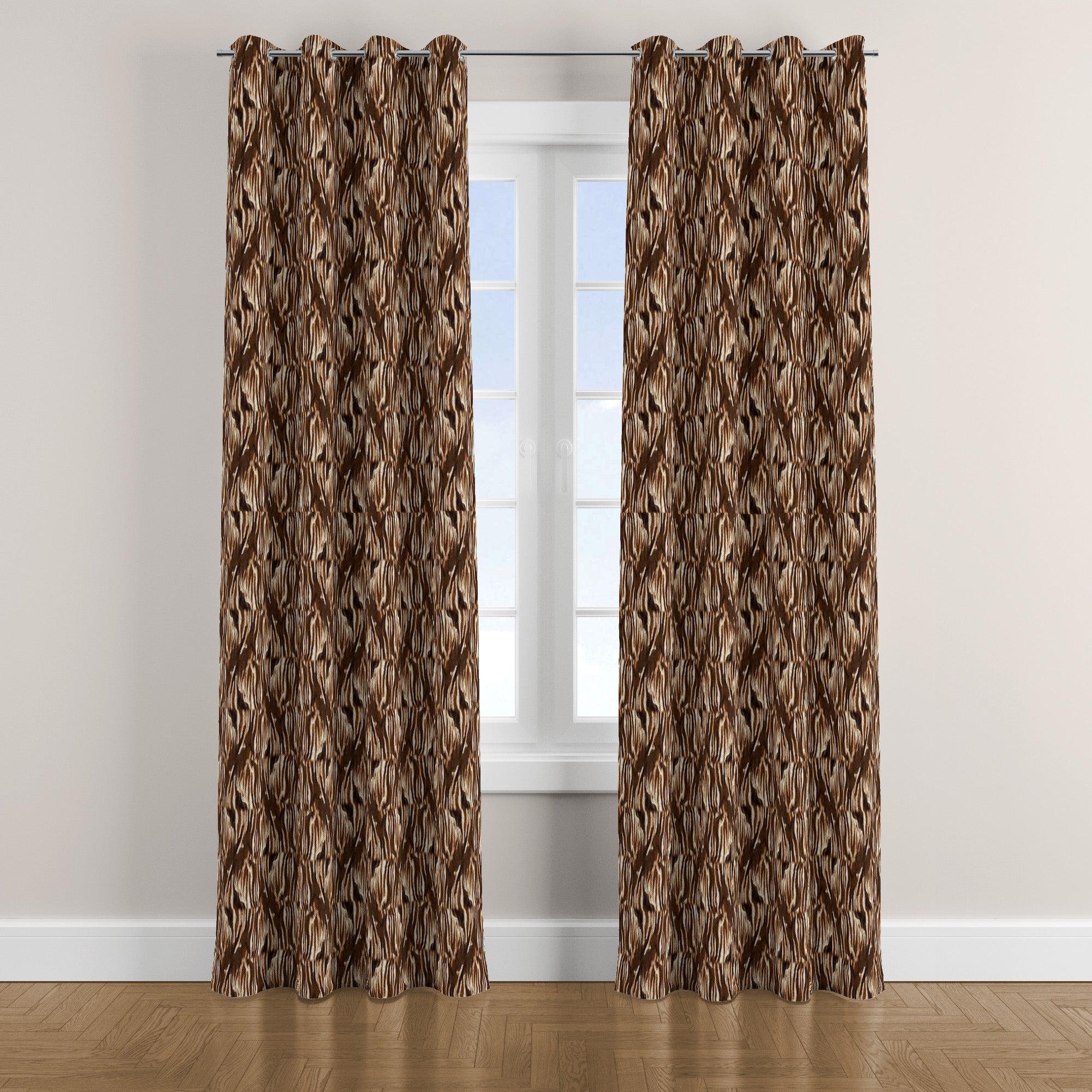 Mid-Century Retro Abstract Brown Earthy Blackout Window Curtain CANYON
