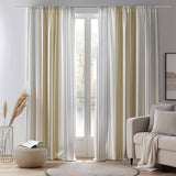 Minimalist Gold Gray White Striped Farmhouse Blackout Window Curtain CASSIDY