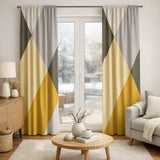 Scandinavian Minimalist Yellow Gray Blackout Window Curtain CHARLOTTE