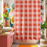 Checker Red Pink Maximalist Shower Curtain CHECKVIBE