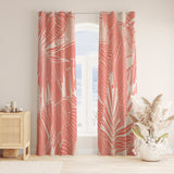 Pink Banana Leaf Tropical Blackout Window Curtains CONNIE - 2 Panels