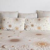 Sun Moon Sunburst Stars Celestial Boho Chic Cotton Duvet Cover Set COSMOS