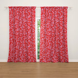 Abstract Botanic Pink Red Maximalist Dopamine Decor Aesthetic Blackout Window Curtains ROSANOVA