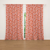 Naive Art Abstract Floral Orange Pink Maximalist Aesthetic Blackout Window Curtains JOYETTE