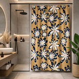 Retro Daisies Floral Beige White Black Shower Curtain DAISY