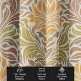 Warm Botanical Retro Floral Damask Blackout Window Curtain FLORIANNE