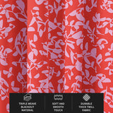 Abstract Botanic Pink Red Maximalist Aesthetic Blackout Window Curtains ROSANOVA