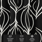 Abstract Organic Floral Geometric Black White Blackout Window Curtain KORI