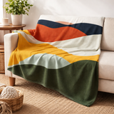 Mid-Century Modern Abstract Desert Multicolor Fleece Throw Blanket DUNES