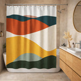 Mid-Century Modern Abstract Desert Multicolor Shower Curtain Set DUNES