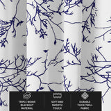 Forest Tree Branches White Navy Blue Botanical Blackout Window Curtain ELOISE