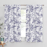 Forest Tree Branches White Navy Blue Botanical Blackout Window Curtain ELOISE