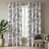 Botanical Forest Tree Branches White Navy Blue Blackout Window Curtain ELOISE