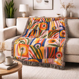 Vibrant Summer Tropical Cotton Woven Throw Blanket EUNOIA