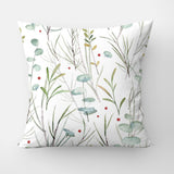 Eucaliptus, Fir Tree Branches And Mistletoe Christmas Floral Watercolor Throw Pillow Cover KERENSA