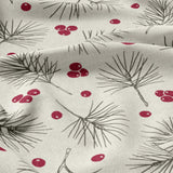 Pine Tree Red Berries Christmas Foliage Off-White Tablecloth EVE