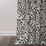 Abstract Modern White Black Semi Sheer Window Curtain BUTTERFLY