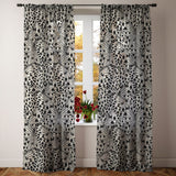 Abstract Modern White Black Semi Sheer Window Curtain BUTTERFLY