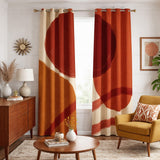 Abstract Mid Century Modern Warm Red Terracotta Blackout Window Curtains FLORENCE - 2 Panels